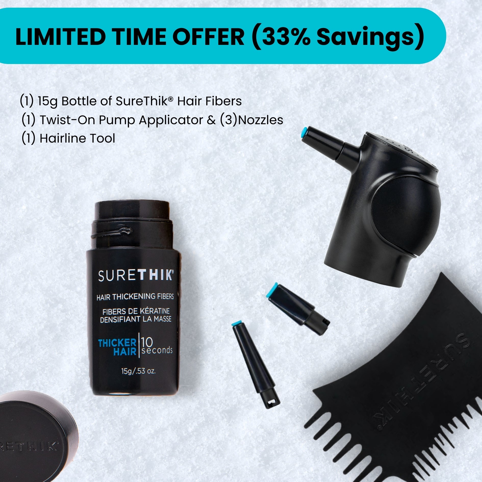 Hair Thickening Fibers (15g) + Application Tools (11% SAVINGS)