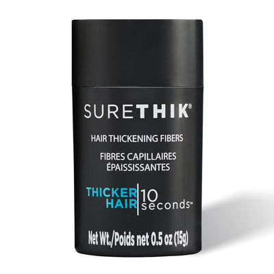SURETHIK Hair Fibers 15g bottle designed to conceal thinning areas and create thicker-looking hair.