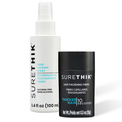SURETHIK Starter Package with keratin hair fibers and Holding Spray for thinning hair and scalp coverage
