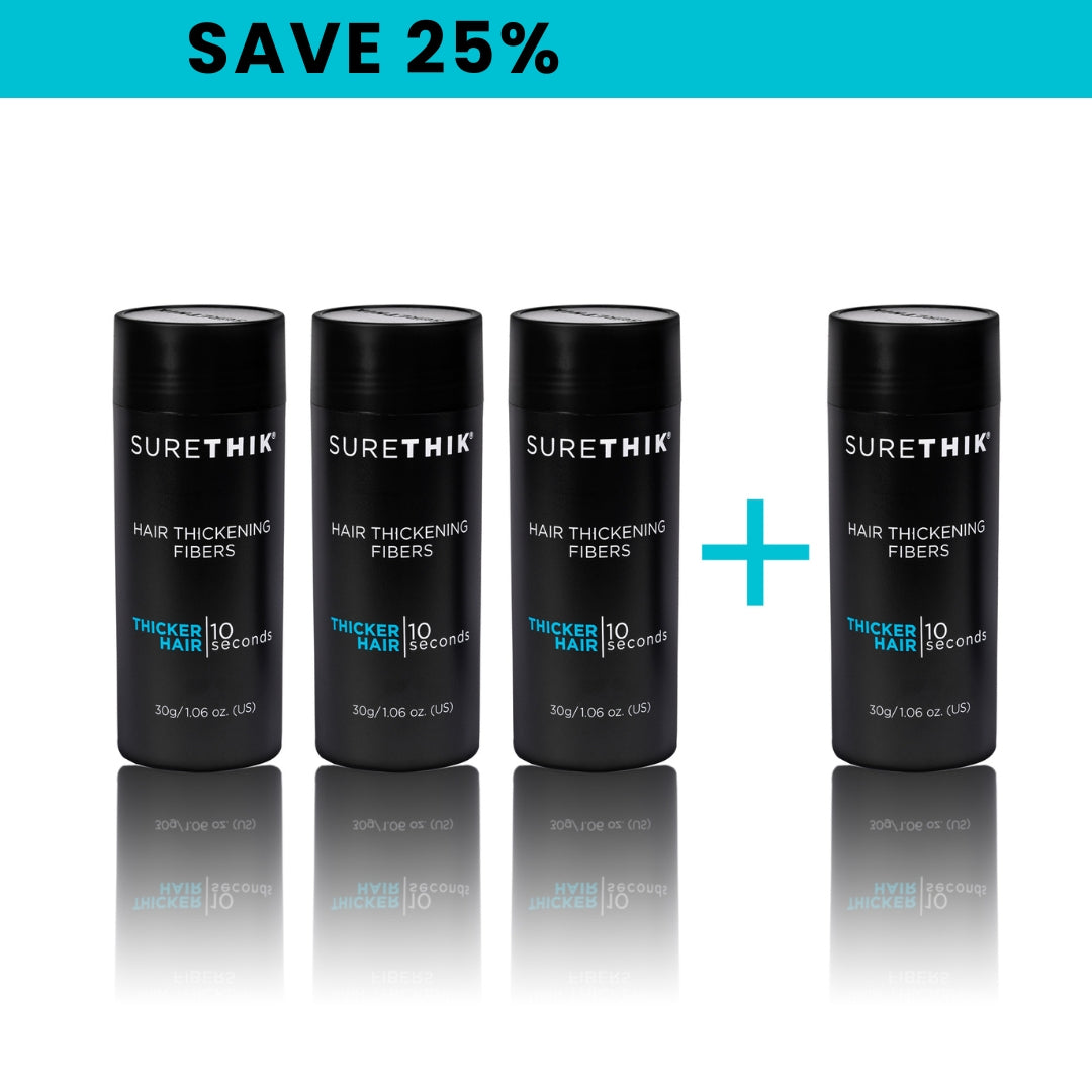 Package of 4 SureThik Hair Thickening Fibers 30g Bottles - Get 4 Bottles for the Price of 3!