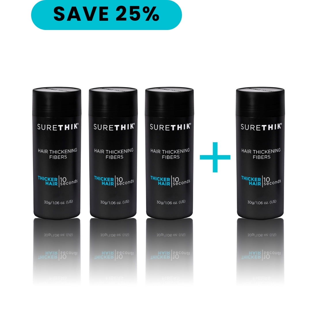 Package of 4 SureThik Hair Thickening Fibers 30g Bottles - Get 4 Bottles for the Price of 3!