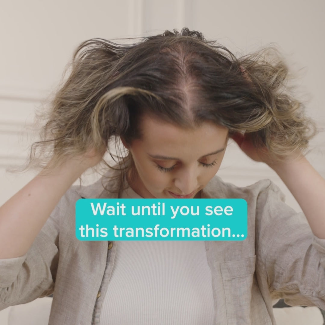 Video of Hair fiber for women being used to instantly create the appearance of thicker looking hair.
